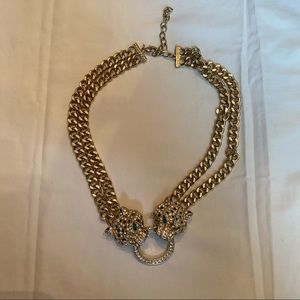 VINTAGE cuban chain panther pendant necklace